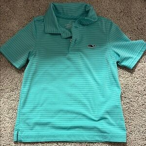 Vineyard Vines Blue Polo Shirt with Subtle Stripes